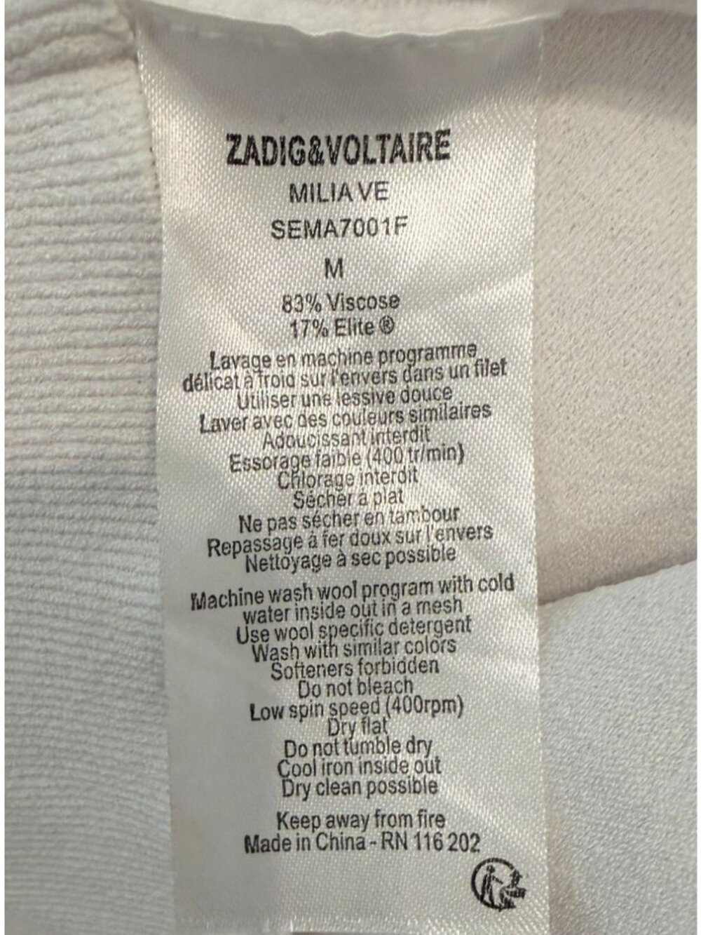 Zadig & Voltaire Milia Ve knit White Tank - Size M - Picture 5 of 7